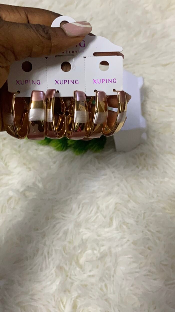 QUALITY NON TARNISH DURABLE 3 TONE XUPING EARRING DESIGN 2 - Image 2