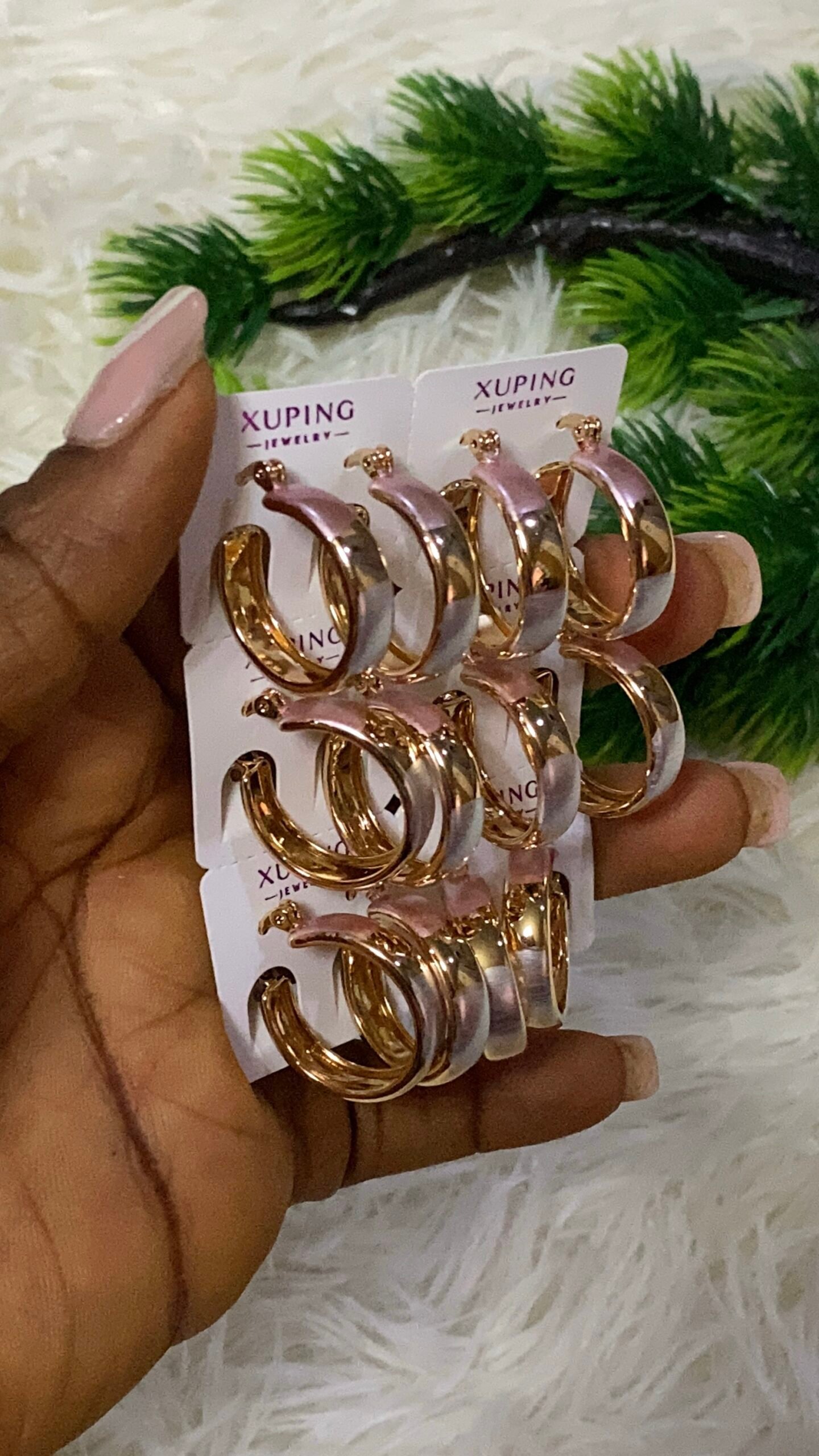 img_9107 QUALITY NON TARNISH DURABLE 3 TONE XUPING EARRING DESIGN 3 - Image 1