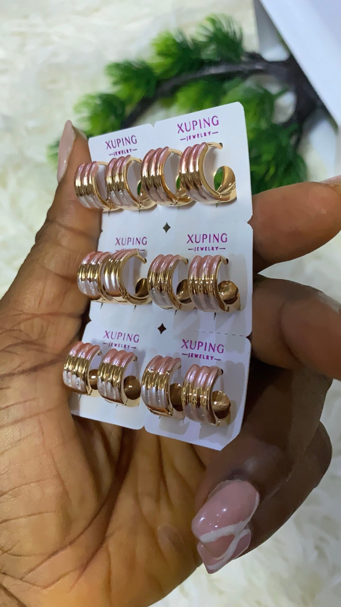 img_9124 QUALITY NON TARNISH DURABLE 3 TONE XUPING EARRING DESIGN 6 - Image 1