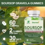 60PC SOURSOP GRAVIOLA GUMMIES 🌿✨
A delicious daily wellness supplement formulated with Graviola, Sea Moss, Black Seed Oil, Vitamin C & Zinc. - Image 2
