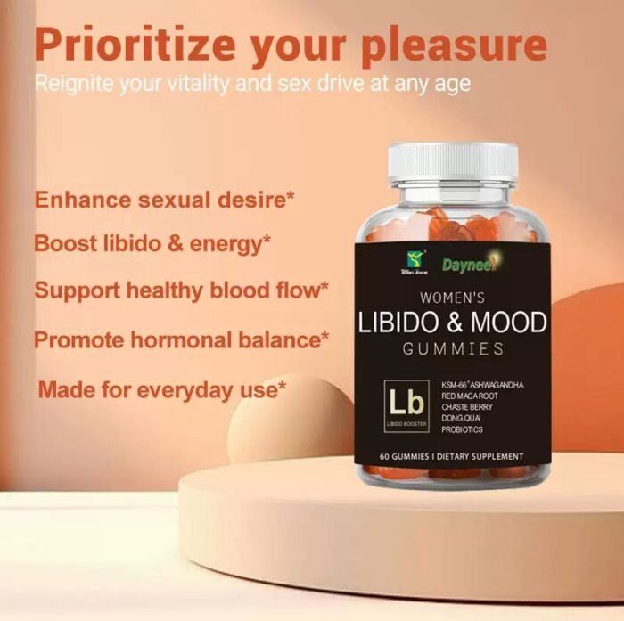 60PC Women’s Libido & Mood Gummies contain KSM-66® Ashwagandha, red maca root, chasteberry (Vitex), dong quai, and probiotic - Image 2