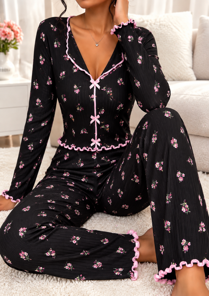 QUALITY 2PC LONG SLEEVE AND TROUSER NIGHT WEAR/LOUNGE WEAR DESIGN 10(SPANDEX MATERIAL)CODE 15 - Image 4