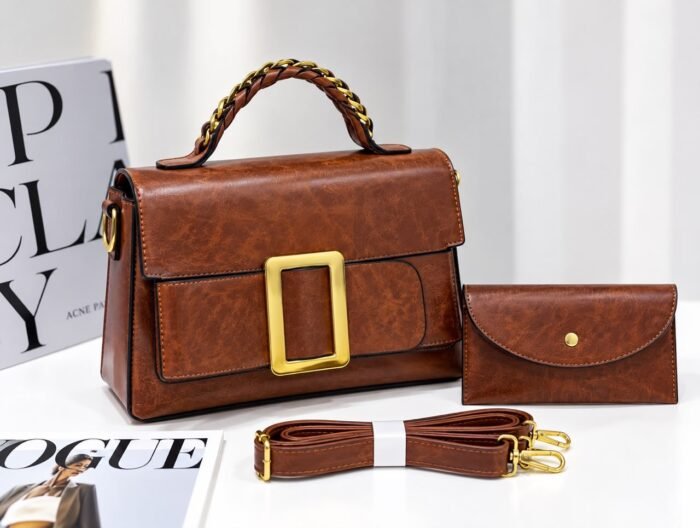 GOLDEN BUCKLE LUXE STRUCTURED HANDBAG WITH MINI PURSE CODE 6001 - Image 7