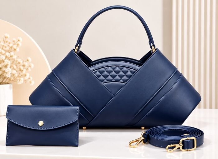 CLASSIQUE QUILTED V SHAPE STATEMENT LEATHER HANDBAG WITH MINI PURSE CODE L77 - Image 9