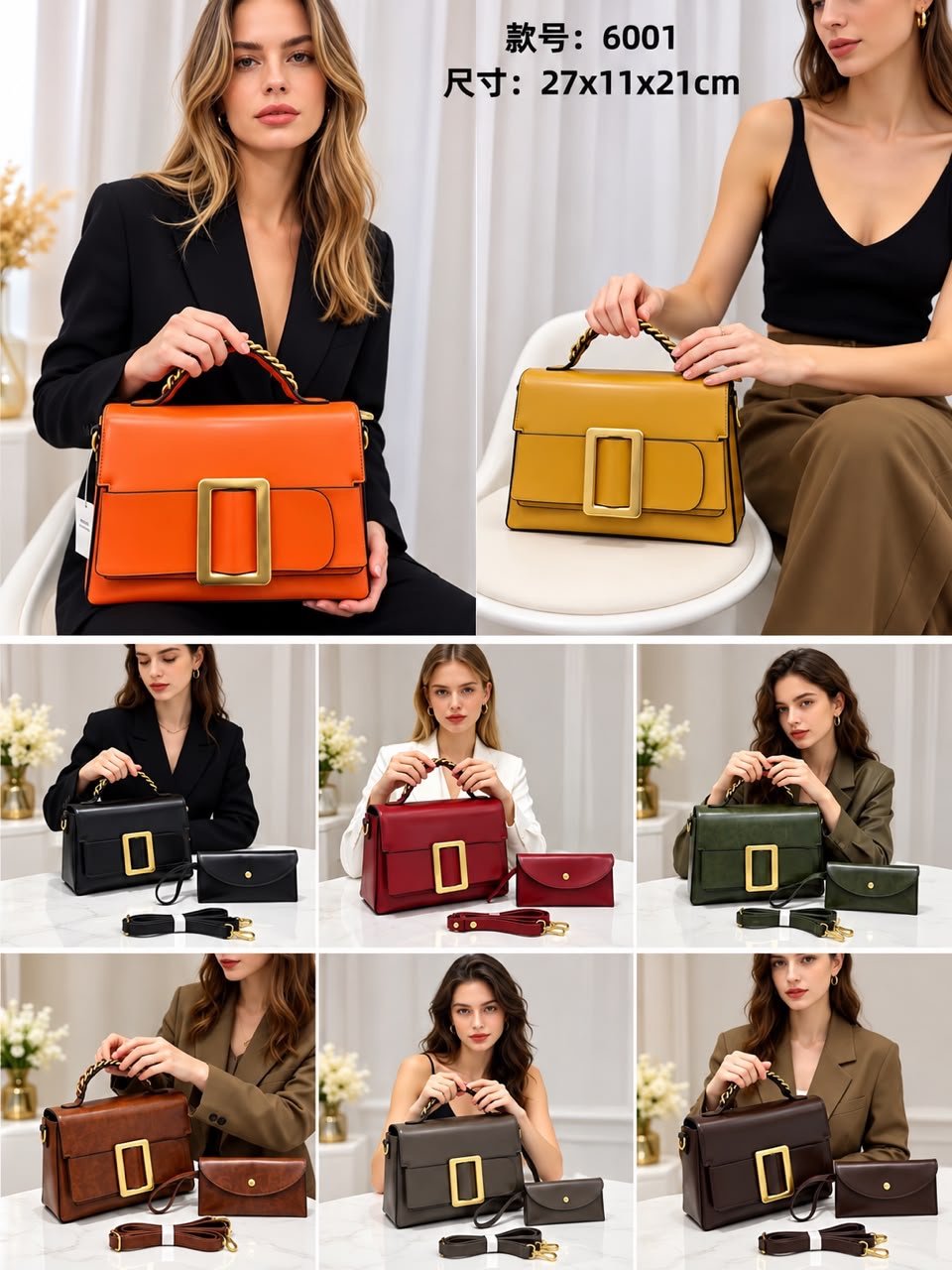 062d18eb-7f7e-4518-ac2c-37be46bcb944 GOLDEN BUCKLE LUXE STRUCTURED HANDBAG WITH MINI PURSE CODE 6001 - Image 1