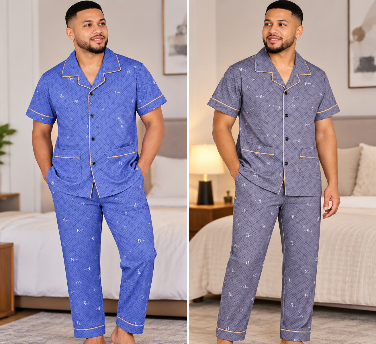 0659a61a-e28b-4a73-80d9-d34008617b37 MEN 2PC PYJAMAS SET QUALITY SHIRT AND TROUSER NIGHT WEAR DSG CODE 81001 DSG 13 - Image 1