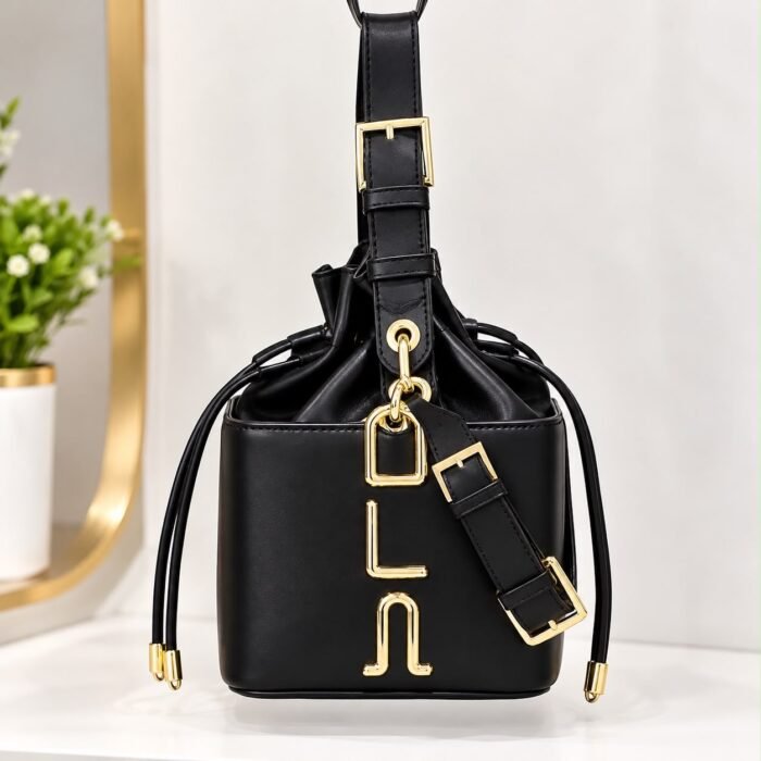 LUXURY CLASSY MINI DRAWSTRING GOLD DETAIL BUCKET BAG CODE 9118(Ember 2026) - Image 3