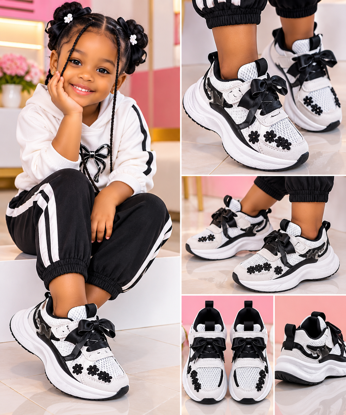0ae2ec68-ba0b-4f20-bba8-e2d3a22a2e4e BLACK BLOOM RIBBON CHUNKY GIRLIE SNEAKERS DSG 9(Ember 2026 - Image 1