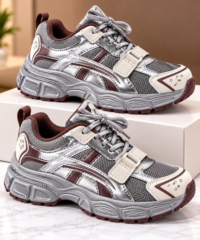 SILVER/CHOCOLATE LUXE CHUNKY UNISEX SNEAKERS DSG 8(Ember 2026) - Image 3