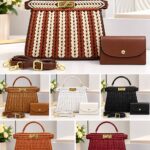 LUXURY WOVEN QUALITY LEATHER STRUCTURE HANDBAG WITH MINI PURSE CODE 6888