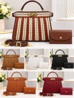 LUXURY WOVEN QUALITY LEATHER STRUCTURE HANDBAG WITH MINI PURSE CODE 6888