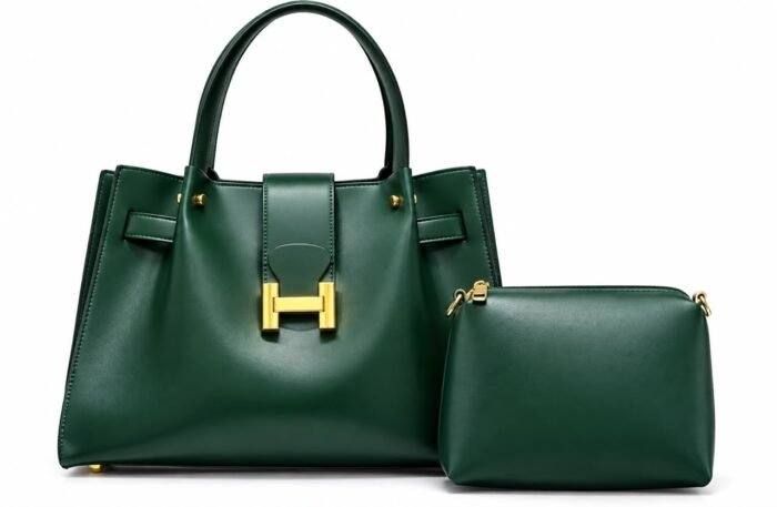 2IN1 LUXURY CLASSY H LOCK QUALITY STRUCTURE LEATHER BAG WITH MINI PURSE CODE 2406 - Image 6