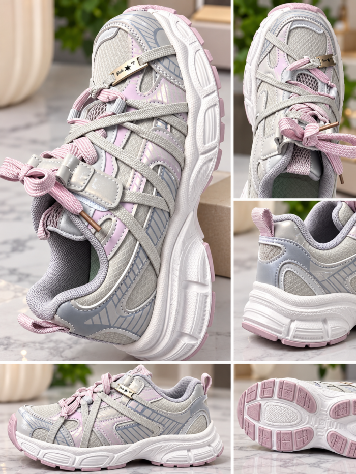 KIDS METALLIC STYLISH CHUNKY SNEAKERS DSG 5(Ember 2026) - Image 3