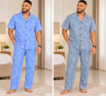 MEN 2PC PYJAMAS SET QUALITY SHIRT AND TROUSER NIGHT WEAR DSG 12(Ember 2026)