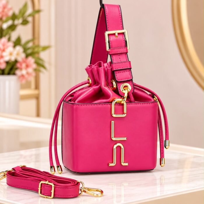 LUXURY CLASSY MINI DRAWSTRING GOLD DETAIL BUCKET BAG CODE 9118(Ember 2026) - Image 4
