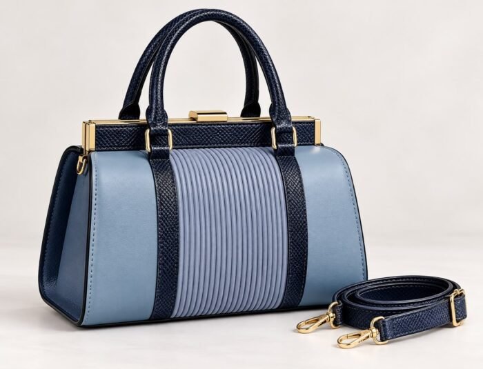 EXECUTIVE LUXURY GOLD FRAME LEATHER AND CROC SKIN HANDBAG CODE 5803/5800(BLACK) - Image 8
