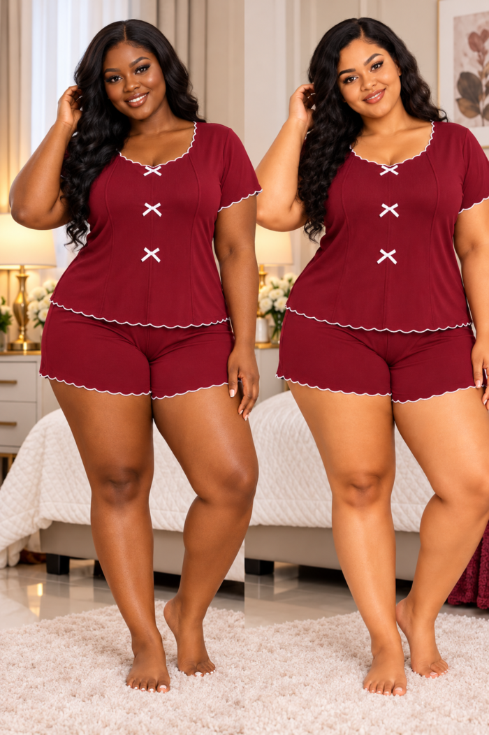 QUALITY 2PC TOP AND SHORT NIGHT WEAR/LOUNGE WEAR DESIGN 8(SPANDEX MATERIAL)CODE 58 - Image 4