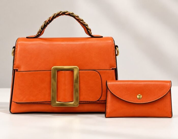 GOLDEN BUCKLE LUXE STRUCTURED HANDBAG WITH MINI PURSE CODE 6001 - Image 2