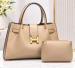 2IN1 LUXURY CLASSY H LOCK QUALITY STRUCTURE LEATHER BAG WITH MINI PURSE CODE 2406 - Image 2