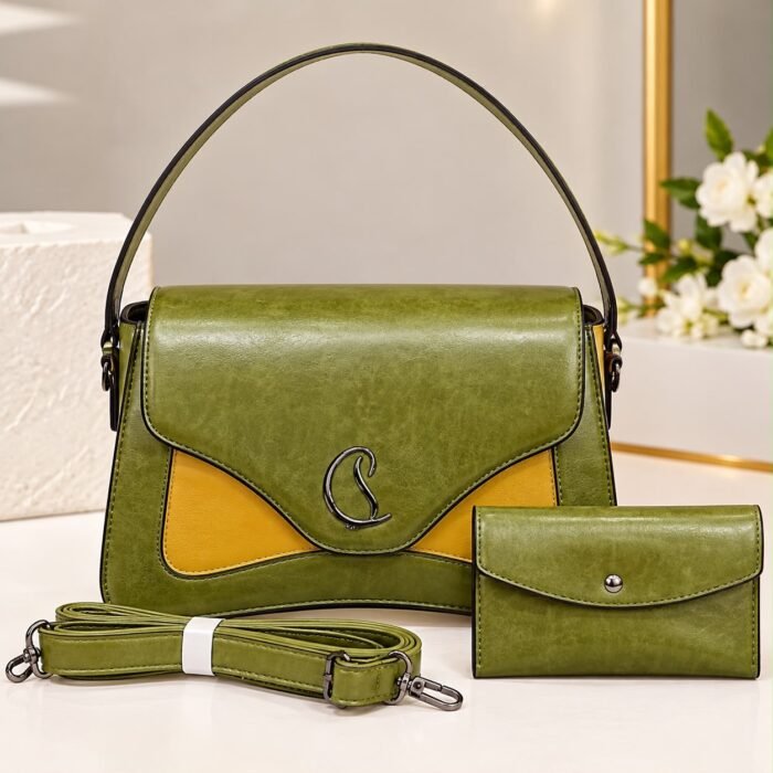 TIMELESS ELEGANCE C LUXE QUALITY STRUCTURE LEATHER HANDBAG WITH MINI PURSE CODE 1917 - Image 3