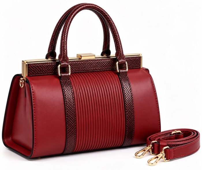 EXECUTIVE LUXURY GOLD FRAME LEATHER AND CROC SKIN HANDBAG CODE 5803/5800(BLACK) - Image 7
