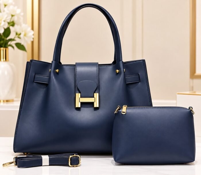 2IN1 LUXURY CLASSY H LOCK QUALITY STRUCTURE LEATHER BAG WITH MINI PURSE CODE 2406 - Image 8