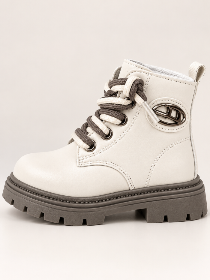 KIDS PREMIUM LACE UP STYLISH COMBAT RUGGED LEATHER BOOT DSG 2(Ember 2026) - Image 2