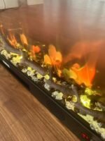 100CM 3IN1 SMART PREMIUM DECORATIVE ELECTRIC FIREPLACE WITH BLUETOOTH SPEAKER AND LED FLAME EFFECT WITH REMOVAL WOOD AND CRYSTAL STONES•••Comes with remote,Can plug to light,power bank or use battery - Image 2