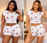QUALITY 2PC TOP AND SHORT NIGHT WEAR/LOUNGE WEAR DESIGN 6(SPANDEX MATERIAL)CODE 36