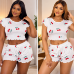 QUALITY 2PC TOP AND SHORT NIGHT WEAR/LOUNGE WEAR DESIGN 6(SPANDEX MATERIAL)CODE 36