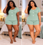 QUALITY 2PC TOP AND SHORT NIGHT WEAR/LOUNGE WEAR DESIGN 8(SPANDEX MATERIAL)CODE 58 - Image 5
