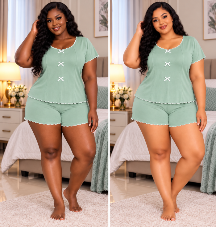 QUALITY 2PC TOP AND SHORT NIGHT WEAR/LOUNGE WEAR DESIGN 8(SPANDEX MATERIAL)CODE 58 - Image 5