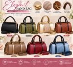 EXECUTIVE LUXURY GOLD FRAME LEATHER AND CROC SKIN HANDBAG CODE 5803/5800(BLACK)