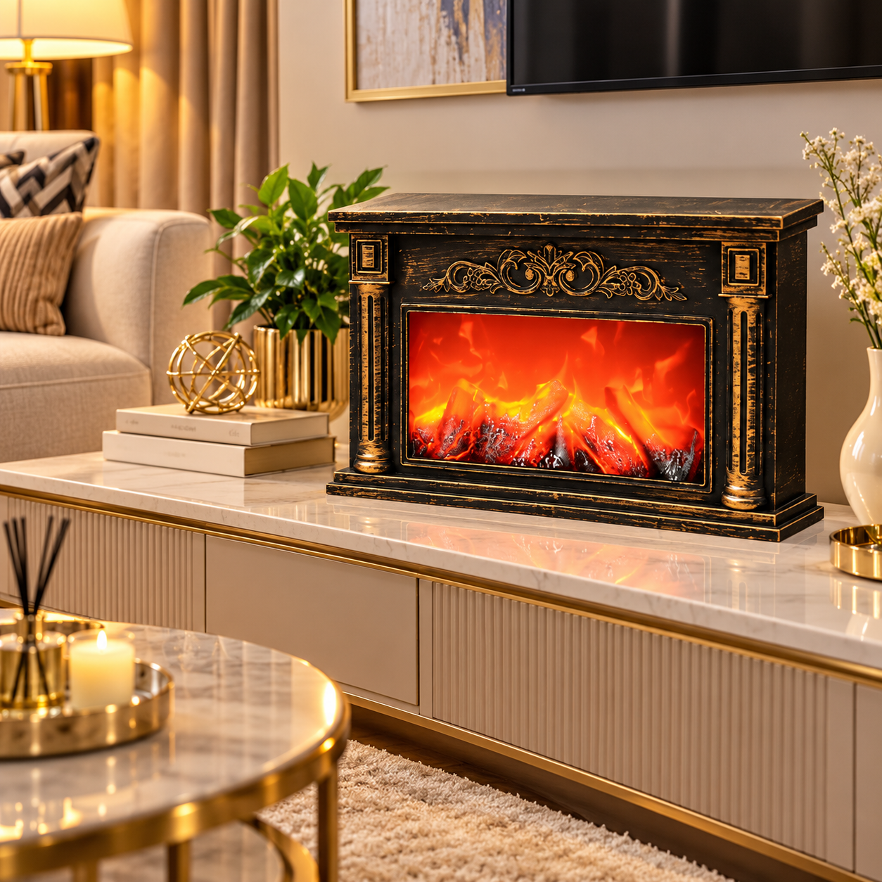a1621571-b82b-4796-ada8-22ee76a90ada VINTAGE LED FIREPLACE ANTIQUE STYLE CODE RL-7(Ember 2026)••Uses Battery and can be plug to power bank or charger head - Image 1