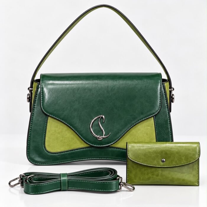 TIMELESS ELEGANCE C LUXE QUALITY STRUCTURE LEATHER HANDBAG WITH MINI PURSE CODE 1917 - Image 8