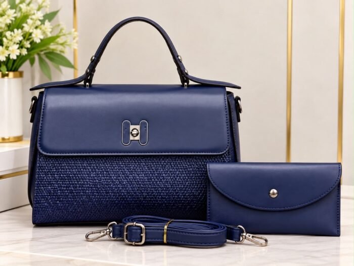 2IN1 CLASSY LUXURY CROC SKIN QUALITY STRUCTURE LEATHER HANDBAG WITH MINI PURSE CODE B-022 - Image 5