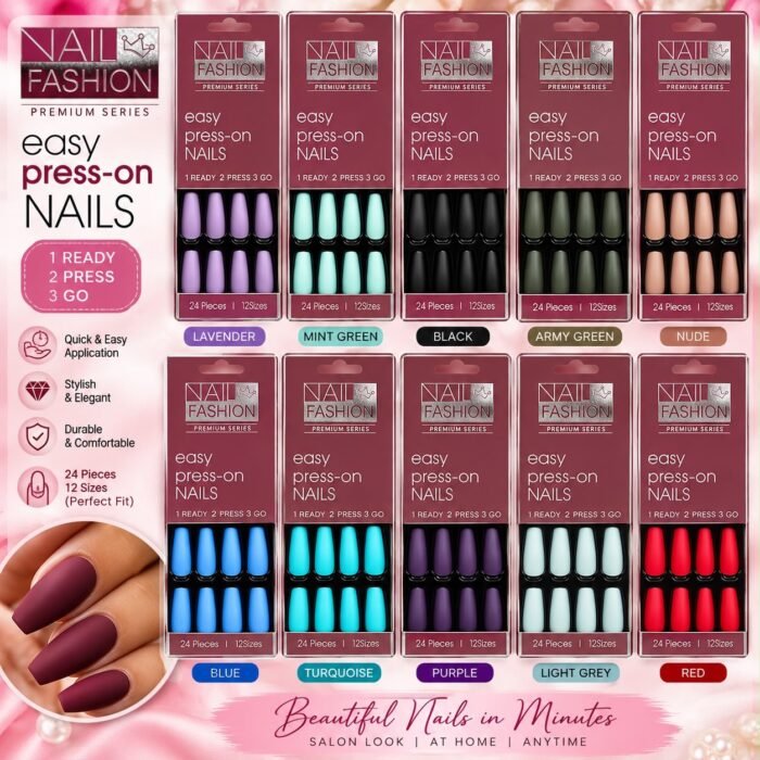 24PC PREMIUM CLASSY MATTE EASY PRESS ON THE GO NAIL - Image 2
