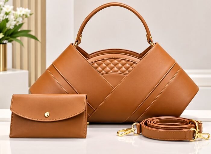 CLASSIQUE QUILTED V SHAPE STATEMENT LEATHER HANDBAG WITH MINI PURSE CODE L77 - Image 10