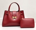 2IN1 LUXURY CLASSY H LOCK QUALITY STRUCTURE LEATHER BAG WITH MINI PURSE CODE 2406 - Image 9
