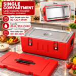 24HRS 40L HEAVY DUTY STAINLESS STEEL INNER WARMER/COOLER FOR HOT&COLD WITH LOCKING CLAMP LID AND SIDE CARRYING HANDLE