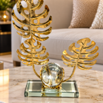 GOLDEN LEAF CRYSTAL CENTERPIECE HOME DECOR DSG 2(Perfect for Living room,Bedroom,office,console n more)Ember 2026