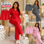 3PC PYJAMAS SET QUALITY SHIRT,SHORT AND TROUSER NIGHT WEAR DSG 5(CODE 335-15)