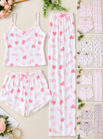 QUALITY 3PC CAMISOLE,SHORT AND TROUSER NIGHT WEAR/LOUNGE WEAR DESIGN 9(SPANDEX MATERIAL)CODE 48