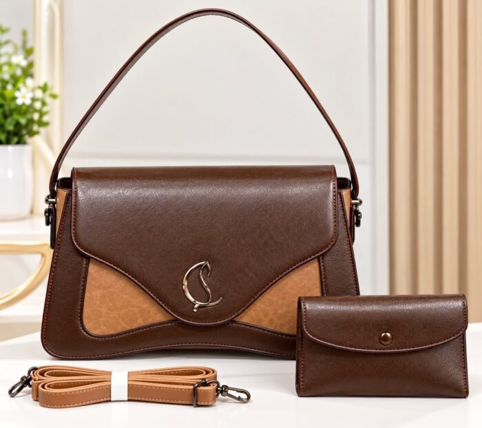 TIMELESS ELEGANCE C LUXE QUALITY STRUCTURE LEATHER HANDBAG WITH MINI PURSE CODE 1917 - Image 4