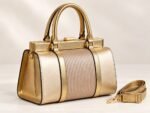 EXECUTIVE LUXURY GOLD FRAME LEATHER AND CROC SKIN HANDBAG CODE 5803/5800(BLACK) - Image 3