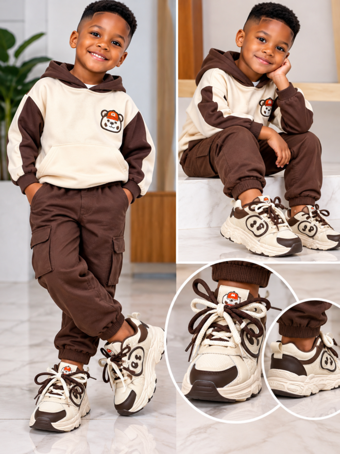 MINI PANDA TWO TONE CHUNKY KIDS SNEAKERS DSG 1 - Image 2