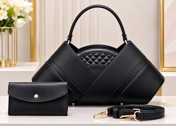 CLASSIQUE QUILTED V SHAPE STATEMENT LEATHER HANDBAG WITH MINI PURSE CODE L77 - Image 6