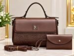 2IN1 CLASSY LUXURY CROC SKIN QUALITY STRUCTURE LEATHER HANDBAG WITH MINI PURSE CODE B-022 - Image 4
