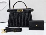 LUXURY WOVEN QUALITY LEATHER STRUCTURE HANDBAG WITH MINI PURSE CODE 6888 - Image 3