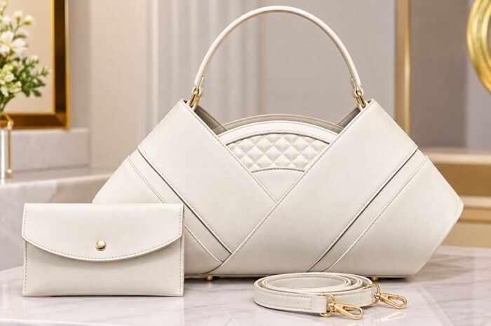 CLASSIQUE QUILTED V SHAPE STATEMENT LEATHER HANDBAG WITH MINI PURSE CODE L77 - Image 4